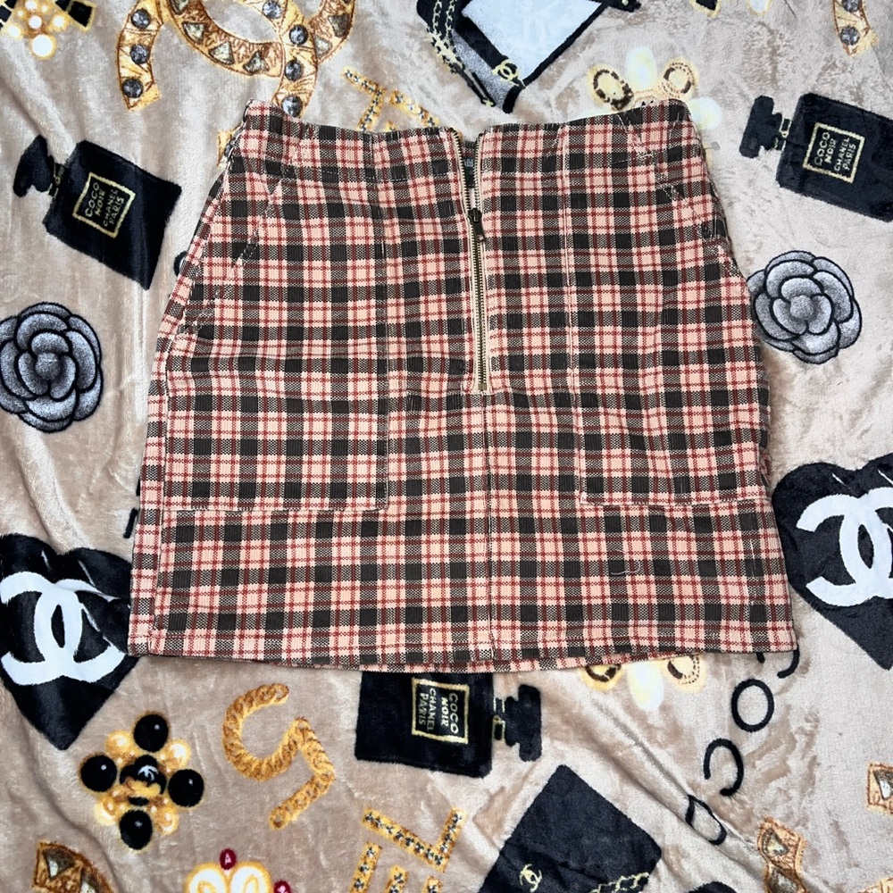 Wild Fable Pink and Black Plaid Mini Skirt